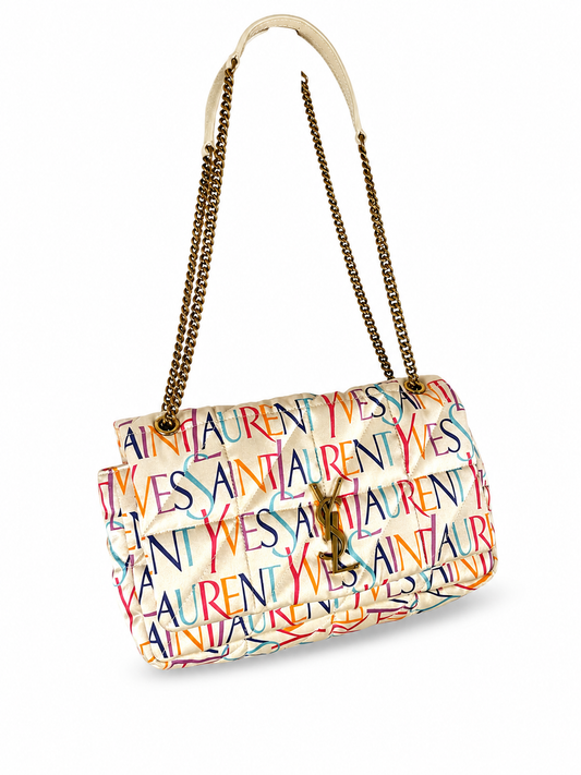 YSL Jamie Medium Flap Bag in Quilted Printed Silk