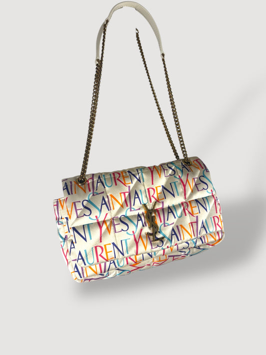 YSL Jamie Medium Flap Bag in Quilted Printed Silk