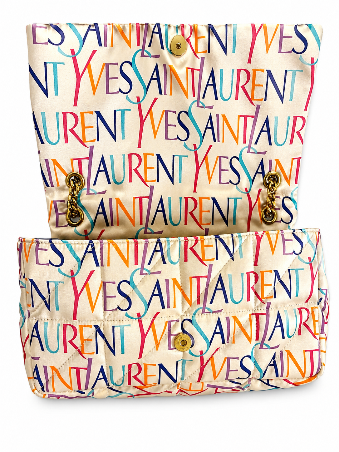 YSL Jamie Medium Flap Bag in Quilted Printed Silk
