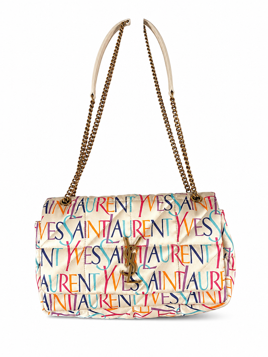 YSL Jamie Medium Flap Bag in Quilted Printed Silk