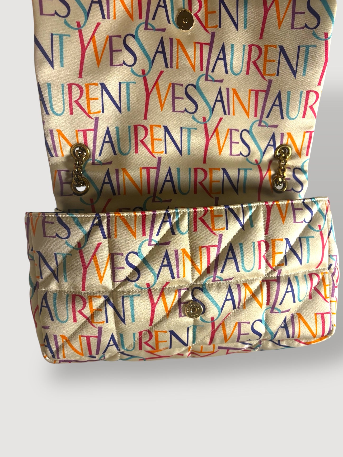 YSL Jamie Medium Flap Bag in Quilted Printed Silk